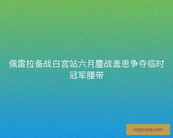 佩雷拉备战白宫站六月鏖战盖恩争夺临时冠军腰带