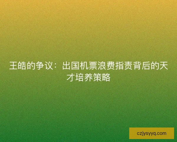 王皓的争议:出国机票浪费指责背后的天才培养策略 王皓的争议:出国机票浪费指责背后的天才培养策略