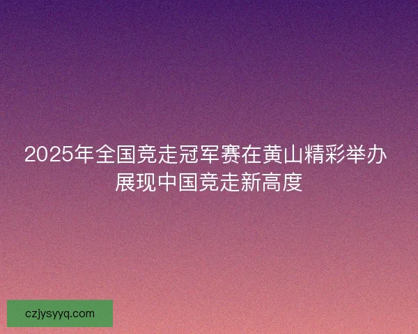 2025年全国竞走冠军赛在黄山精彩举办 展现中国竞走新高度 2025年全国竞走冠军赛在黄山精彩举办 展现中国竞走新高度