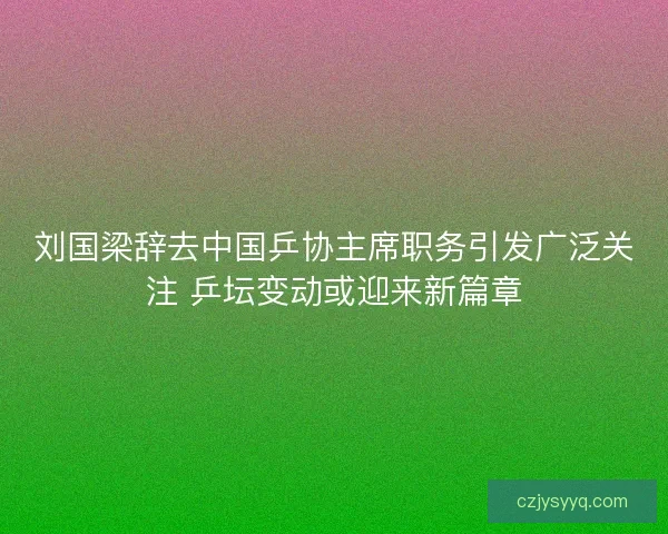 刘国梁辞去中国乒协主席职务引发广泛关注 乒坛变动或迎来新篇章 刘国梁辞去中国乒协主席职务引发广泛关注 乒坛变动或迎来新篇章