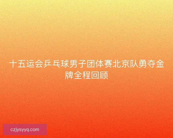 十五运会乒乓球男子团体赛北京队勇夺金牌全程回顾 十五运会乒乓球男子团体赛北京队勇夺金牌全程回顾
